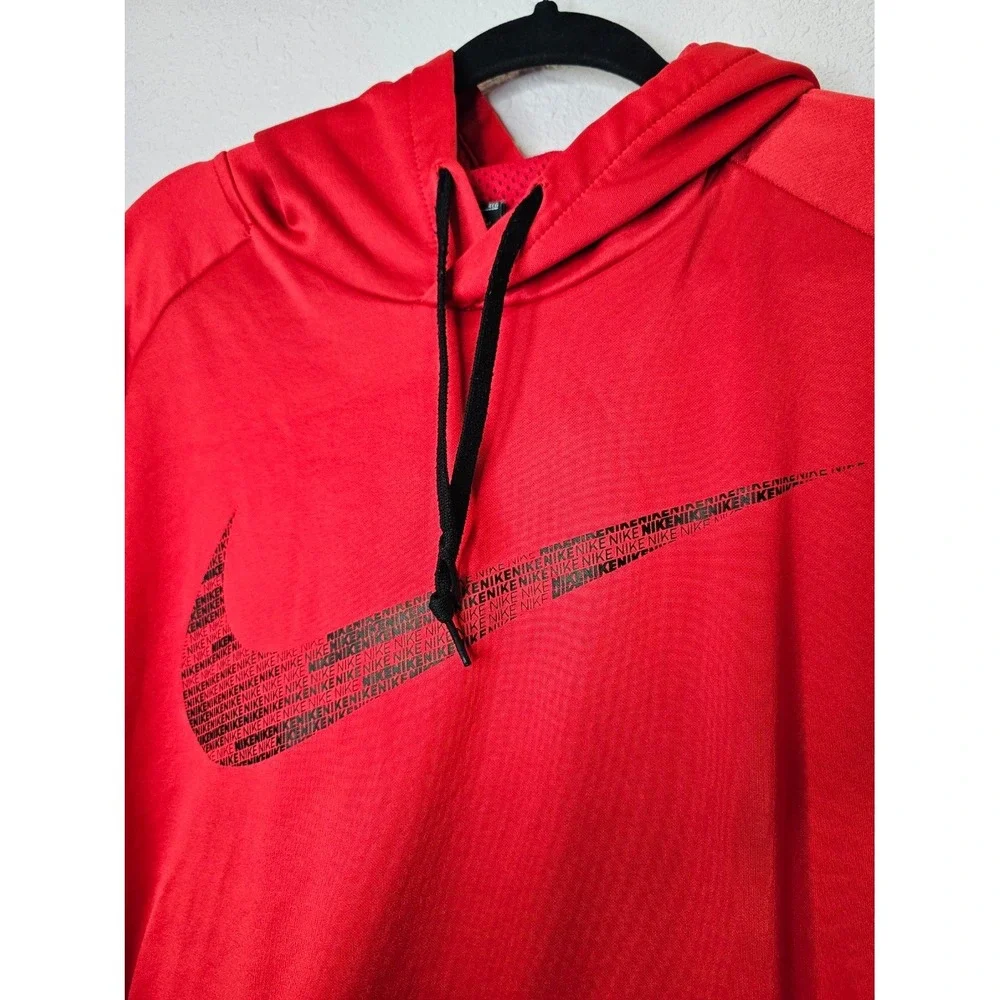 Nike Dri-FIT Mens 4XL Red Graphic Swoosh Pullover Hoodie Athletic Training Sweat